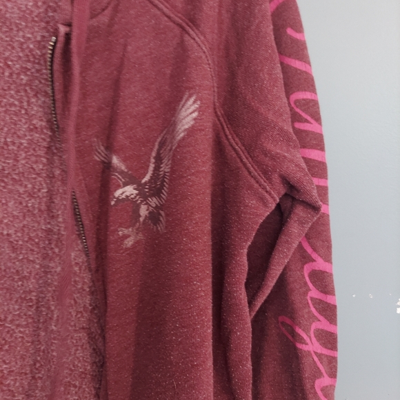 American Eagle Sweatshirt, Zip up, dark red, Women's small - Picture 4 of 5